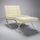 Mies Barcelona Pavilion Chair with Footrest | Cream